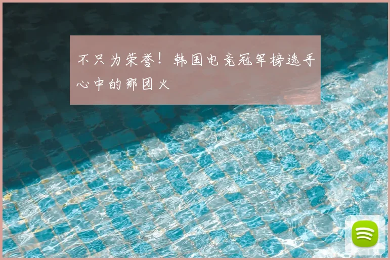 不只为荣誉！韩国电竞冠军榜选手心中的那团火